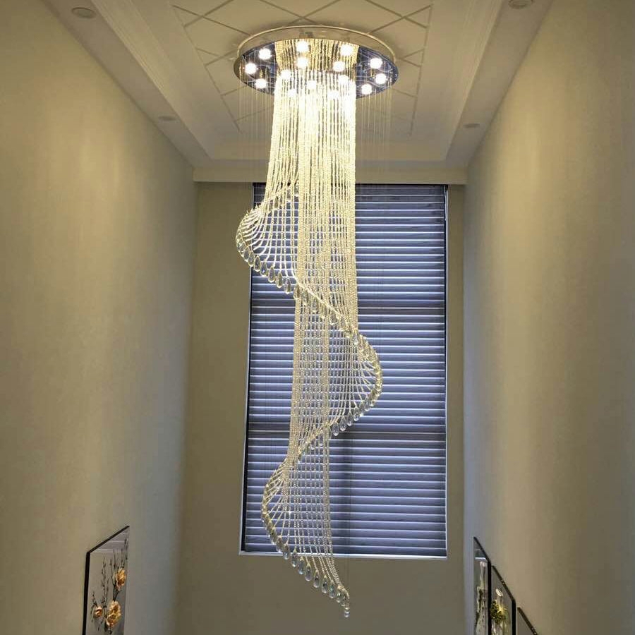 Chandelier Double Helix Spiral Shape Luxury Grand Foyer Lighting