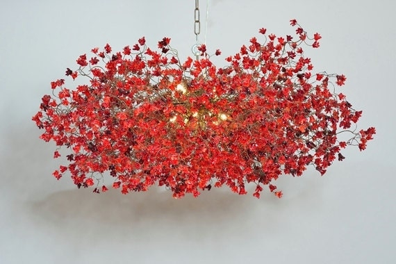 Chandelier in Horizontal Oval Shape with Dense Floral Cluster