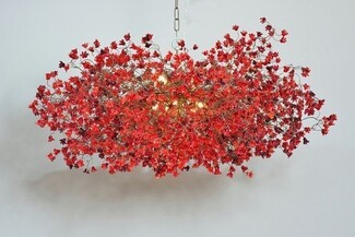Chandelier in Horizontal Oval Shape with Dense Floral Cluster