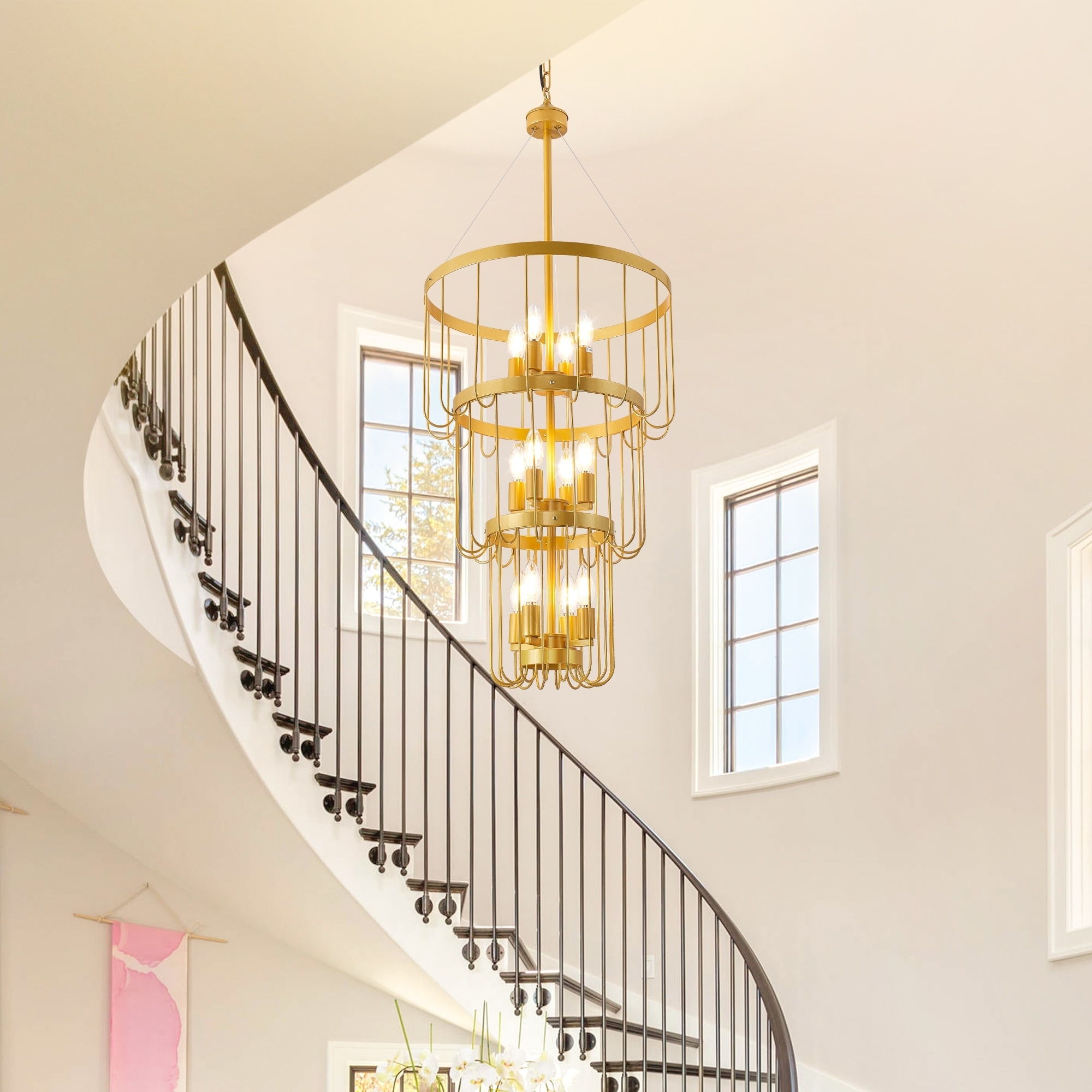 Chandelier Metal Lantern Cage 12 Light Tiered Lantern