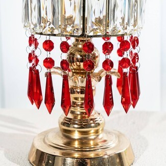 Chandelier Pendant with Ruby Icicles & Polished Gold Base