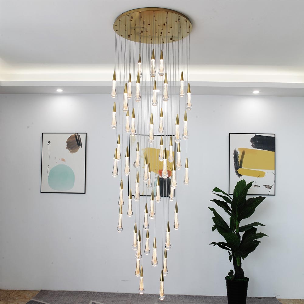 Chandelier Raindrop Pendants Warm Metallic Cascading Gold Pendant Light
