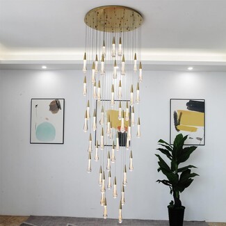 Chandelier Raindrop Pendants Warm Metallic Cascading Gold Pendant Light