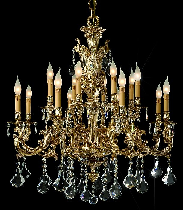 Chandelier Scrollwork Frame Brass Tones Classical Italian Lighting