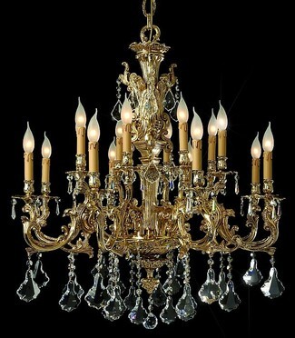 Chandelier Scrollwork Frame Brass Tones Classical Italian Lighting