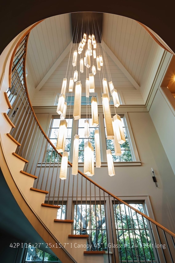 Chandelier Staggered Pendants with 16ft Drop Glass