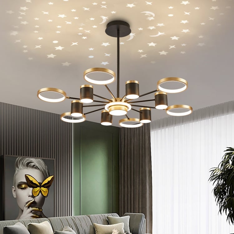 Chandelier Starry Projection LED Rings Nordic Home