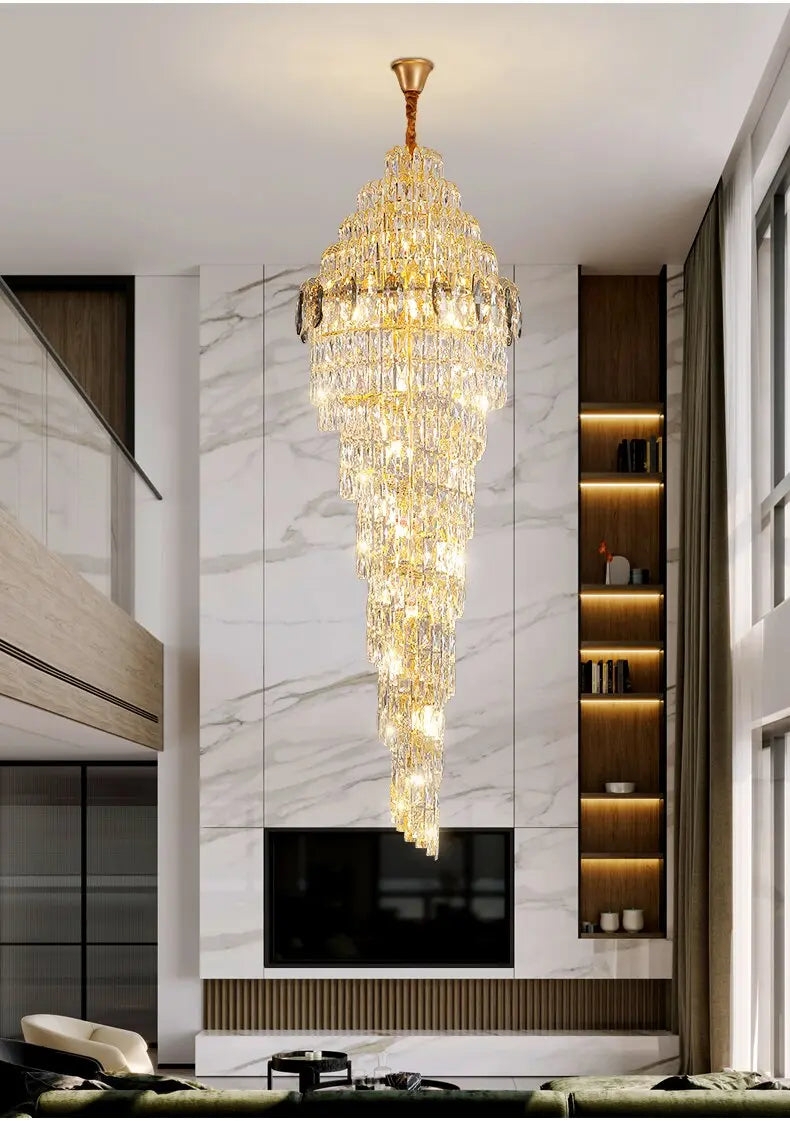 Chandelier Tapered Profile Cascading Polished Tiered Chandelier