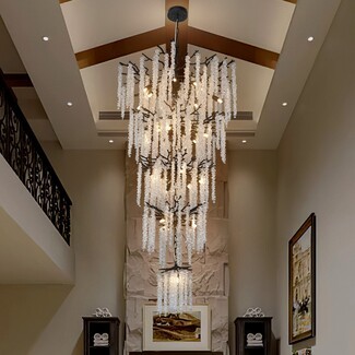 Chandelier Tiered Branch Structure Matte Black Tree Branch Lighting