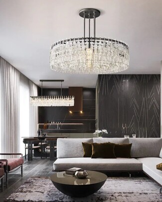 Chandelier: Tiered Circular Frame Vertical Crystal Rods