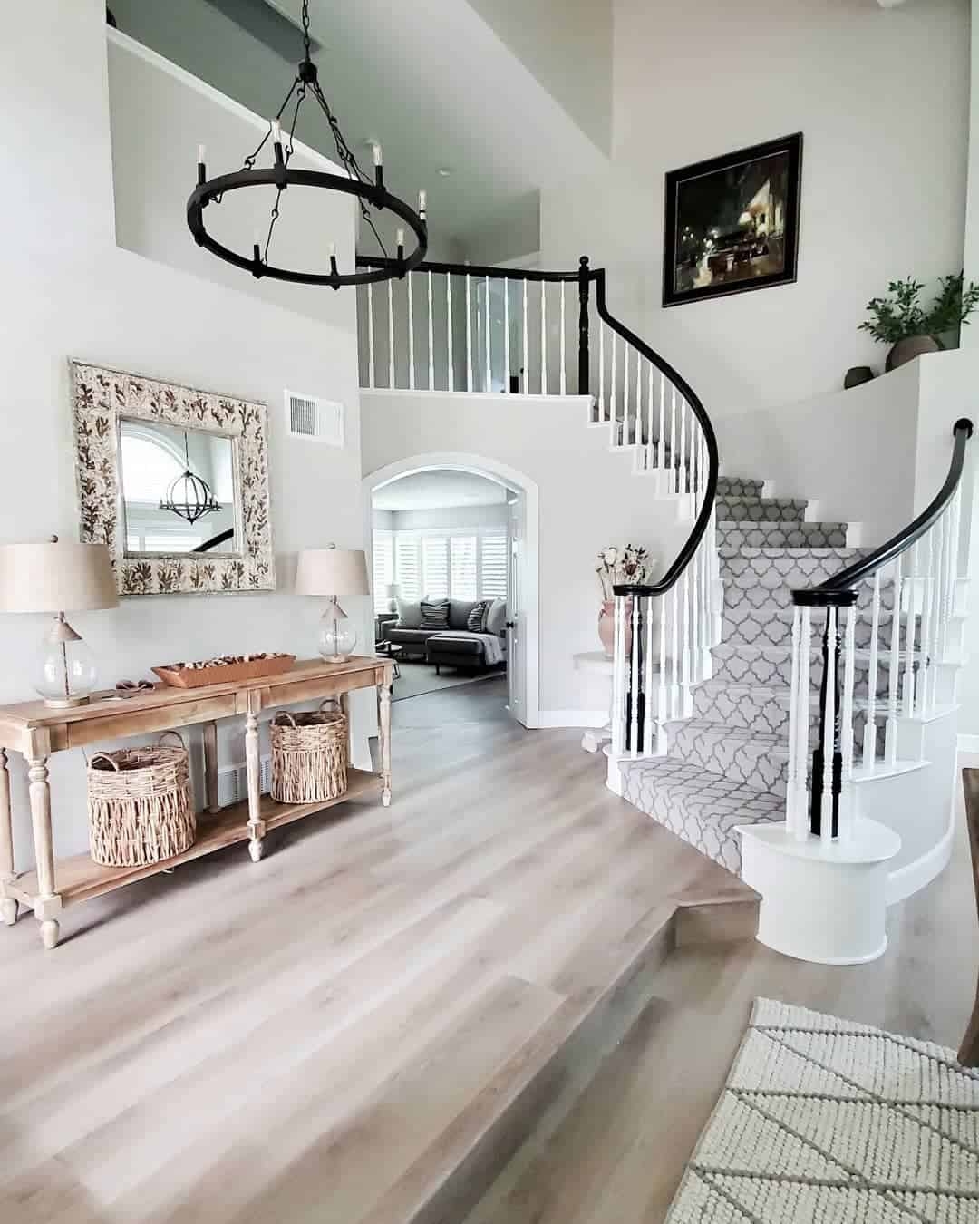 Chandelier Wagon Wheel Frame Transitional Entryway Console Table