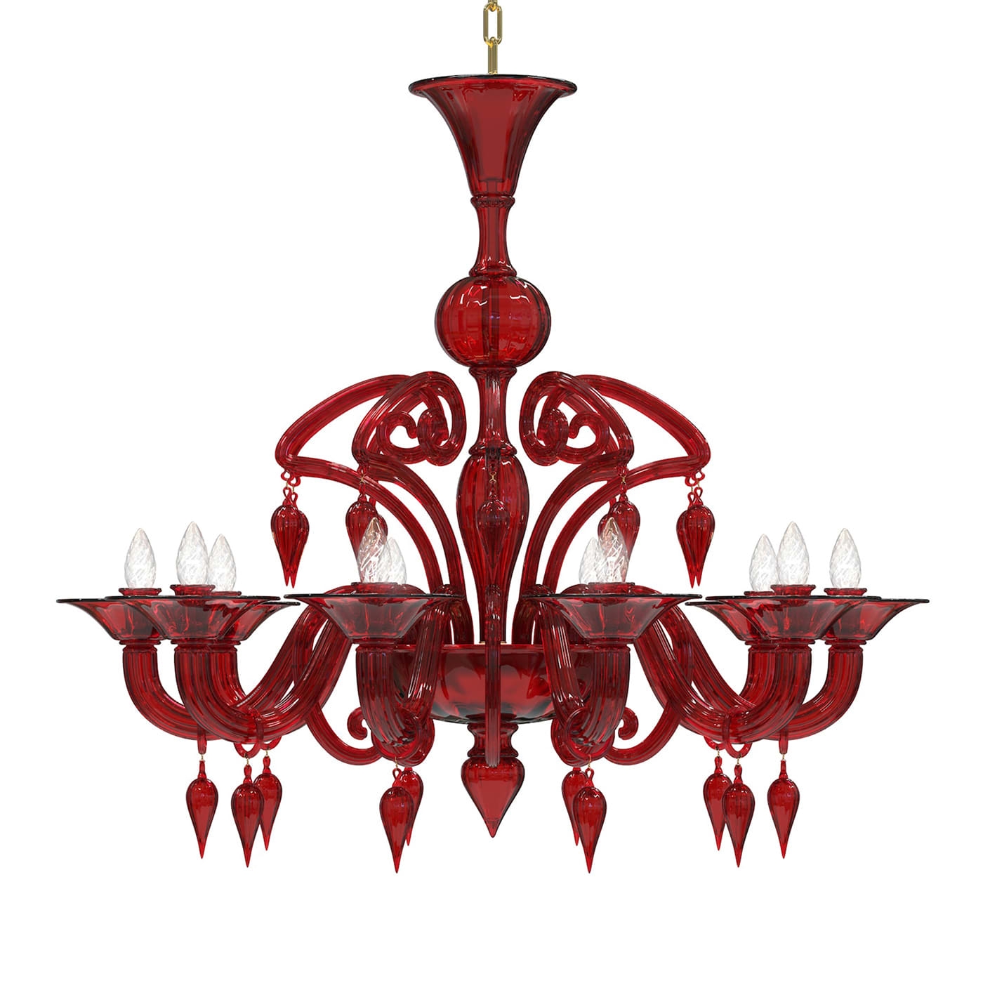Chandelier with 10 Light Arms & Venetian Crystal Pendants
