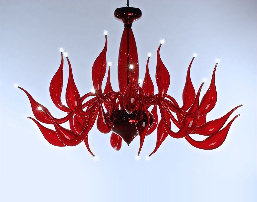 Chandelier with Organic Flame Shape & 24 Light Tips