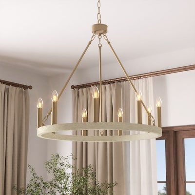 Chandelier with Textured Ring Wrap and Nine Light Design