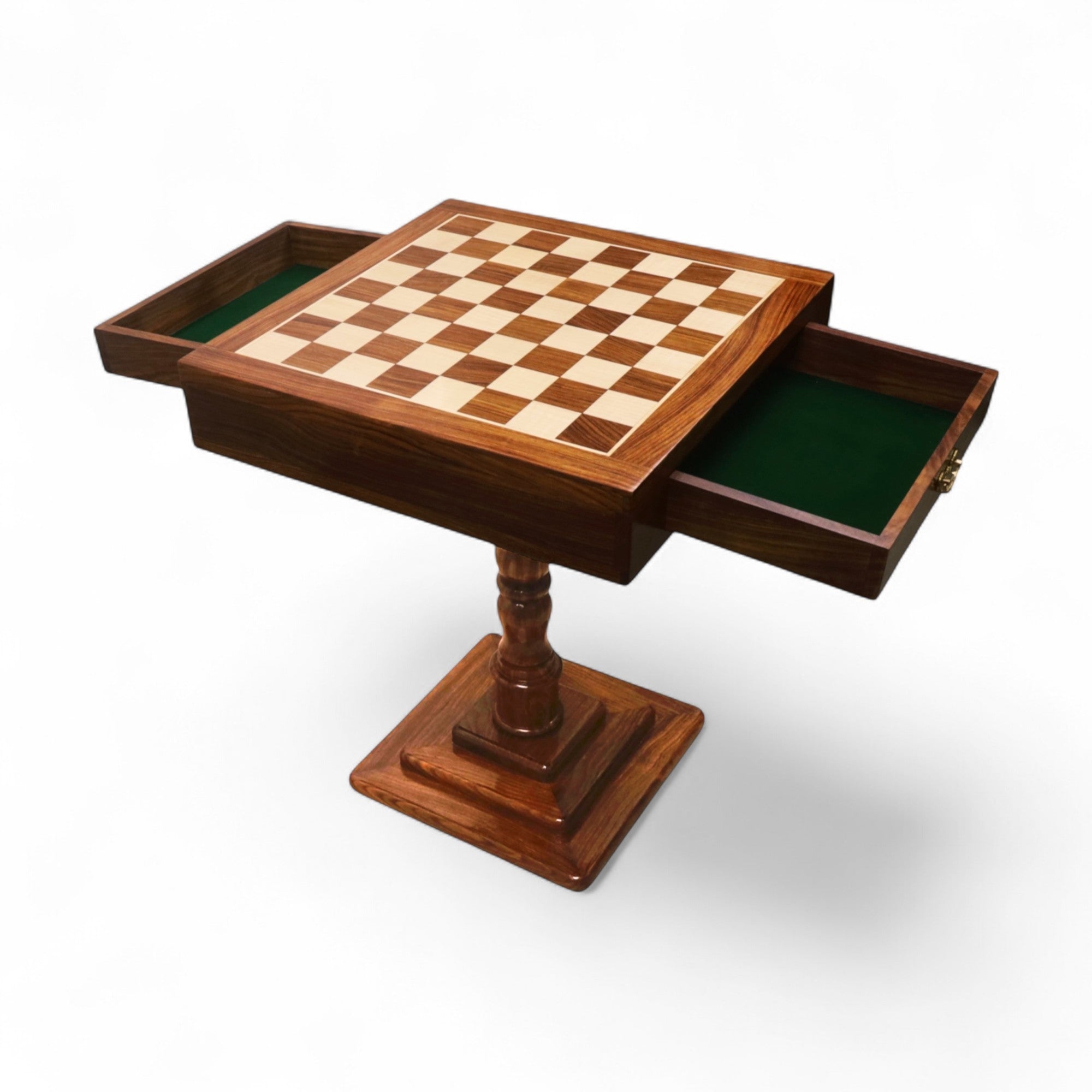 Chess Table with Integrated Drawers and Felt Lined Interior