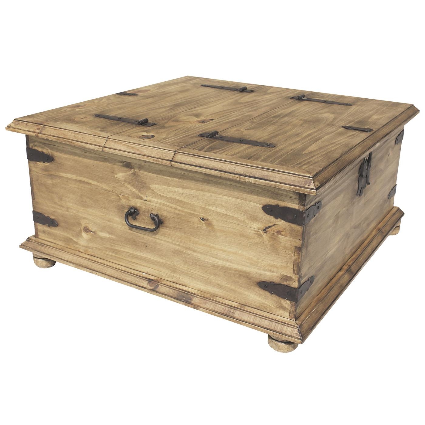 Chest Coffee Table Dual-Hinged Lid Mexican Storage Chest