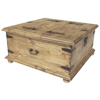 Chest Coffee Table Dual-Hinged Lid Mexican Storage Chest