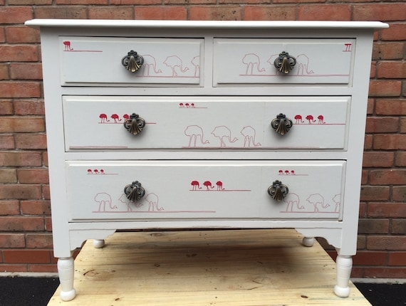 Chest Of Drawers Whimsical Bird Pattern Nursery Furniture
