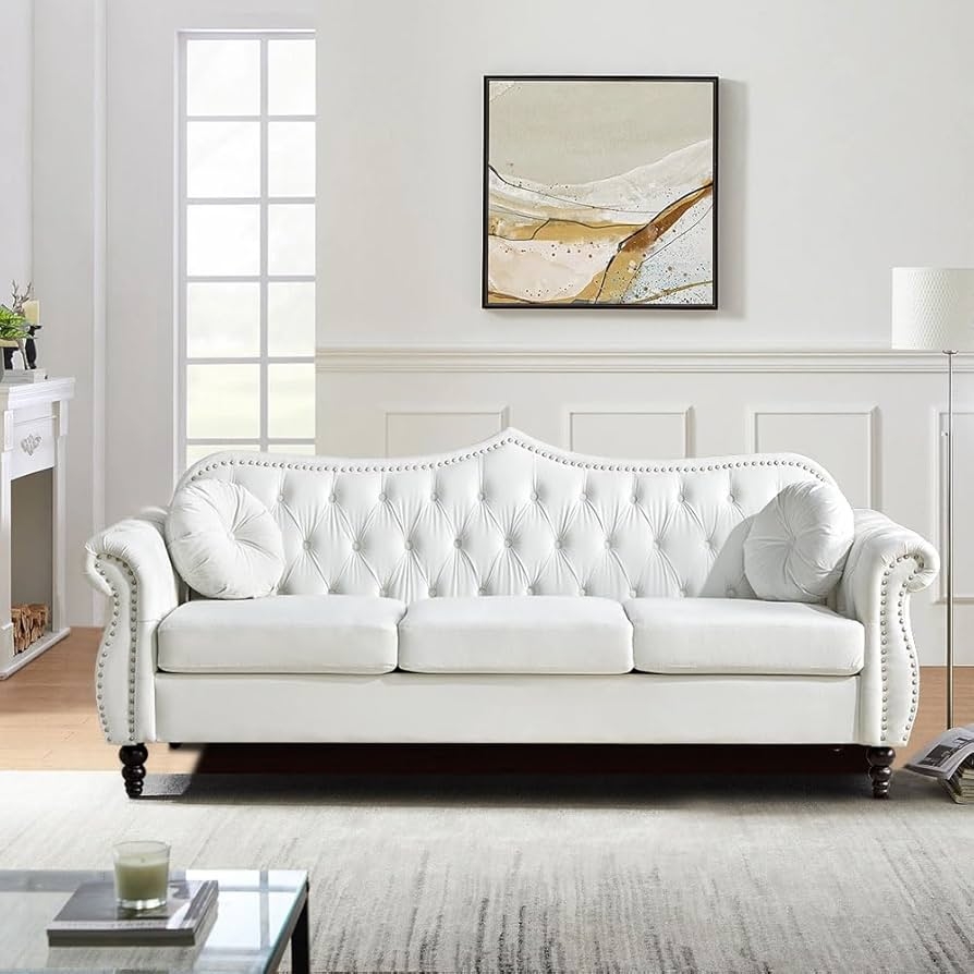 Chesterfield Sofa: Arched Back Tufted Sofa in Velvet