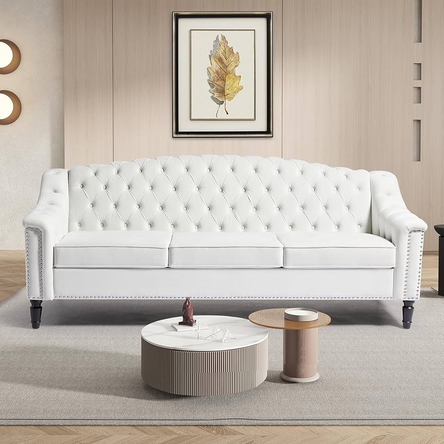 Chesterfield Sofa with Arched Back and Tufted Couch