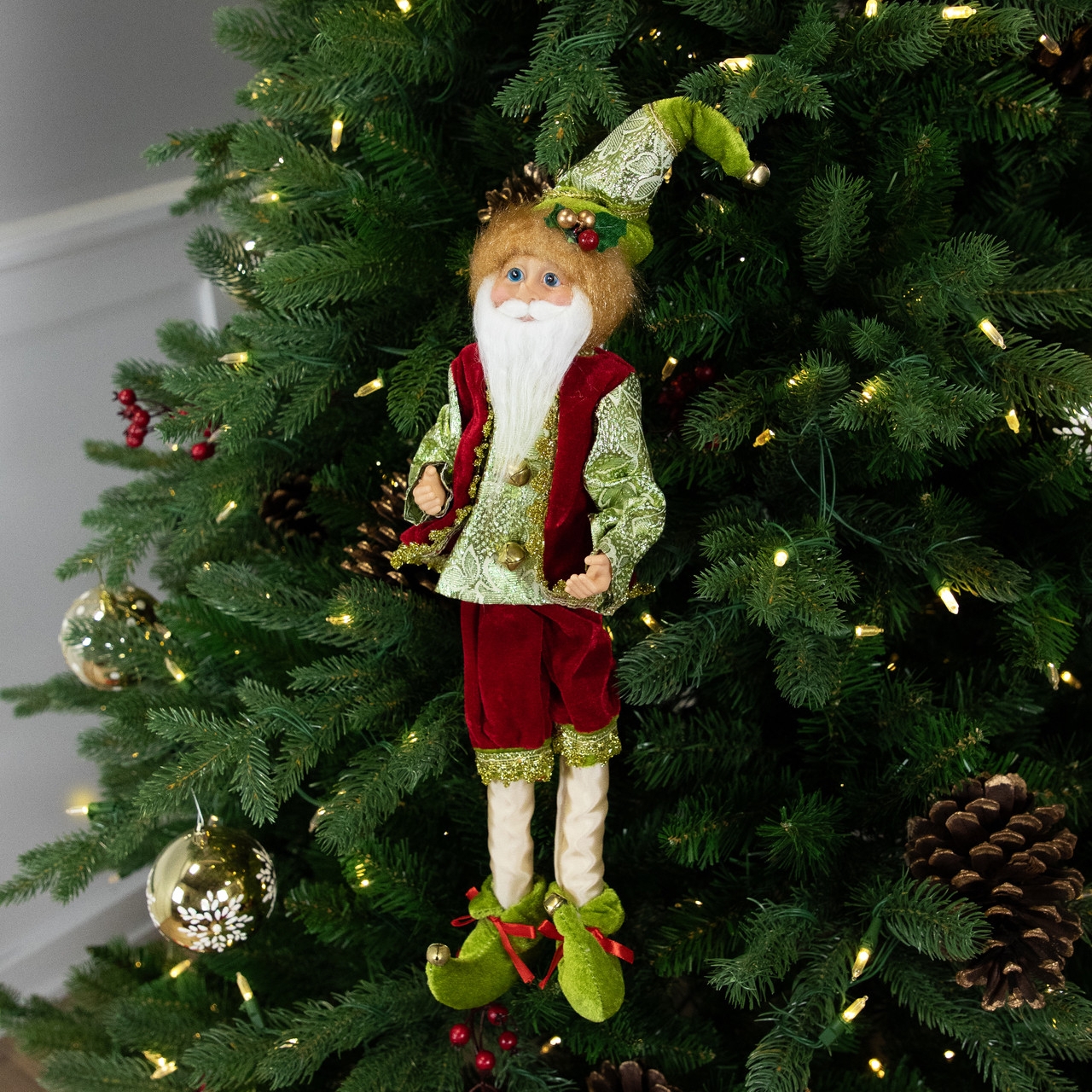 Christmas Elf Figure Lace Pattern Sleeves for Enchanted Tree Decor