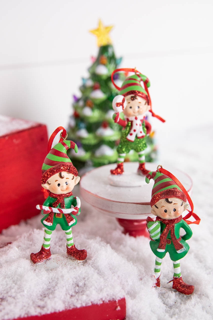 Christmas Ornament Glitter Accents for Whimsical Resin Elf Figurines