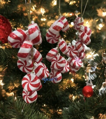 Christmas Ornament: Peppermint Cluster Design Glitter Finish Set