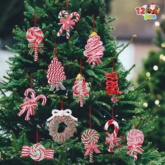 Christmas Ornaments: Peppermint Motif Hand Sculpted Clay Charm