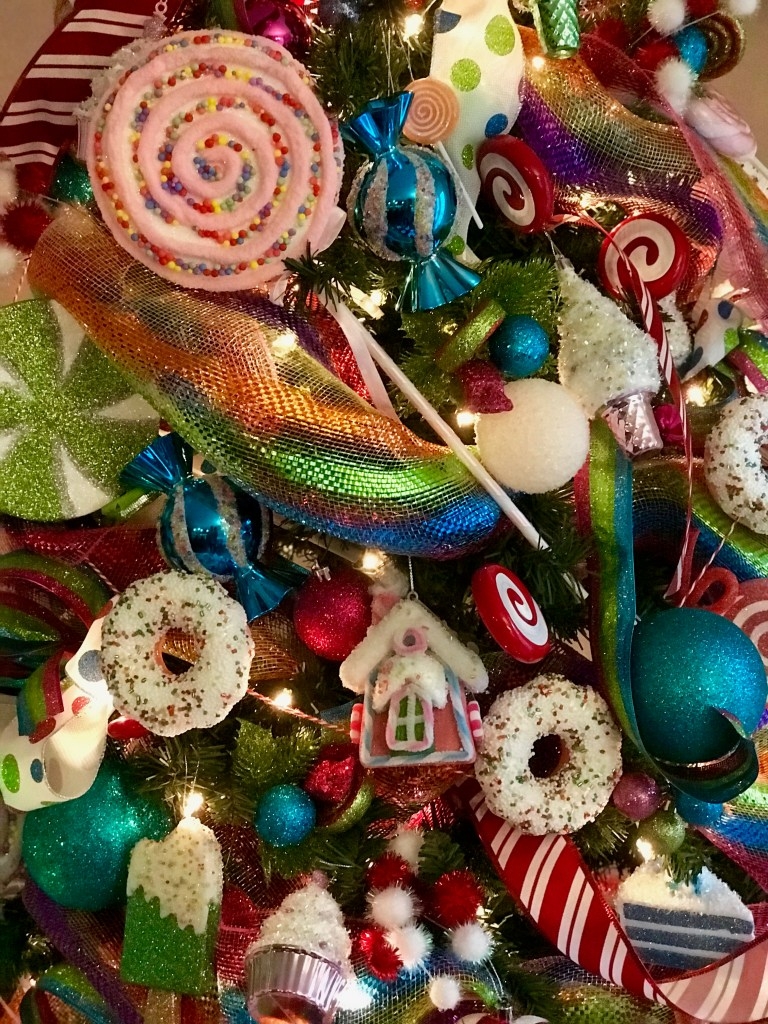 Christmas Tree Decor: Sweets Inspired Vibrant Rainbow Mesh Trim