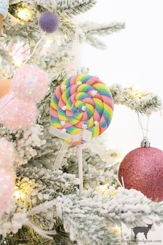 Christmas Tree Ornament: Sugared Lollipop and Heavy Flocking
