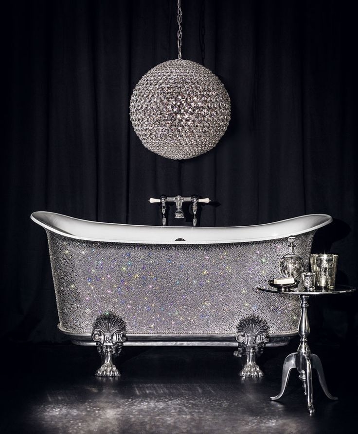 Clawfoot Bathtub Crystal Encrusted Exterior Ornate Feet