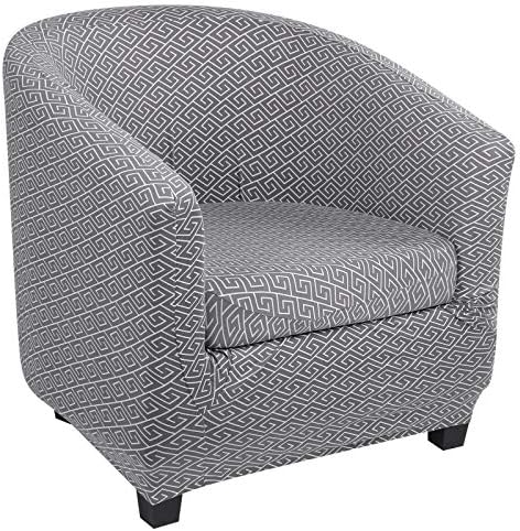 Club Chair Slipcover featuring Greek Key Pattern Stretch Fabric