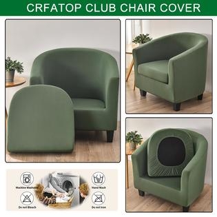Club Chair Slipcover in Sage Green Two Piece Stretch Knit