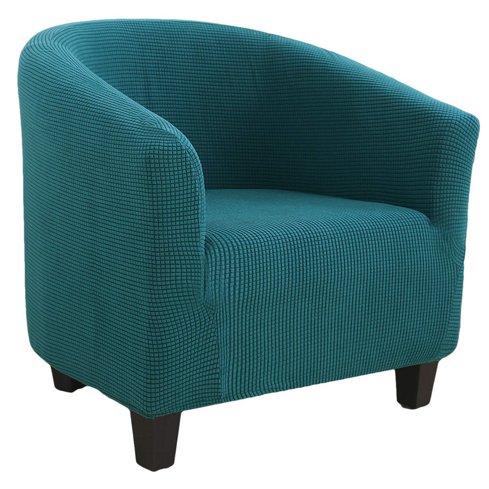 Club Chair: Teal Blue Waffle Texture Jacquard Armchair Cover