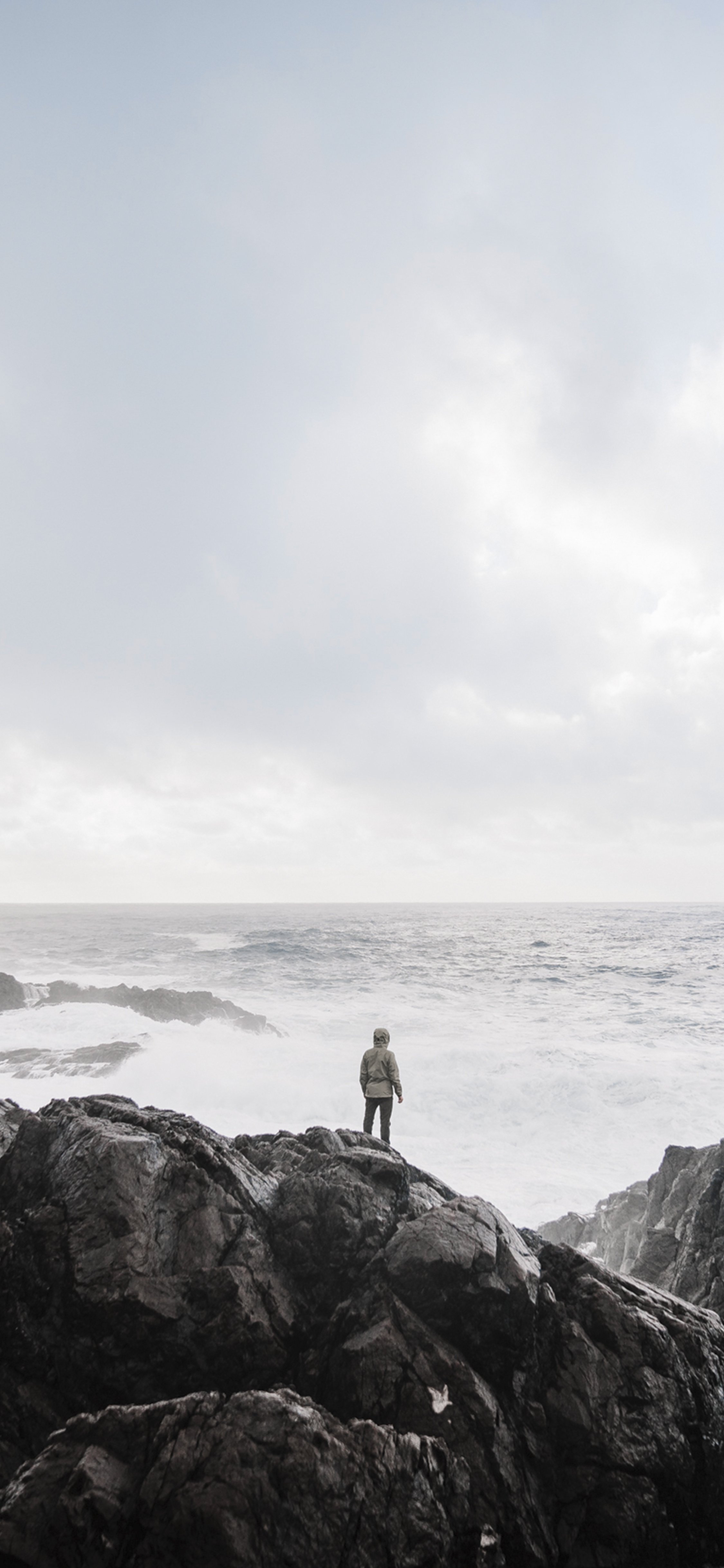 Coastal Landscape with Jagged Stone Moody Coastal Wallpaper