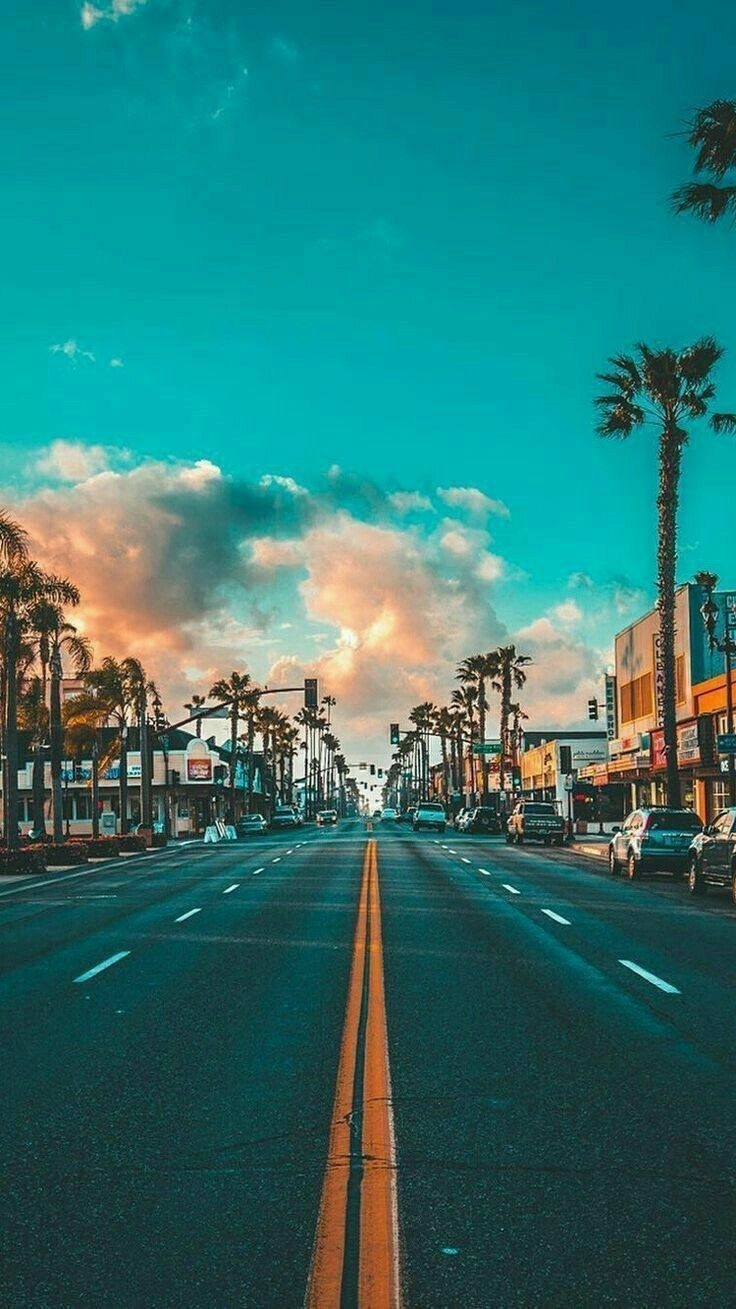 Coastal Roadway: Teal and Orange Palette California Coastal Sunset