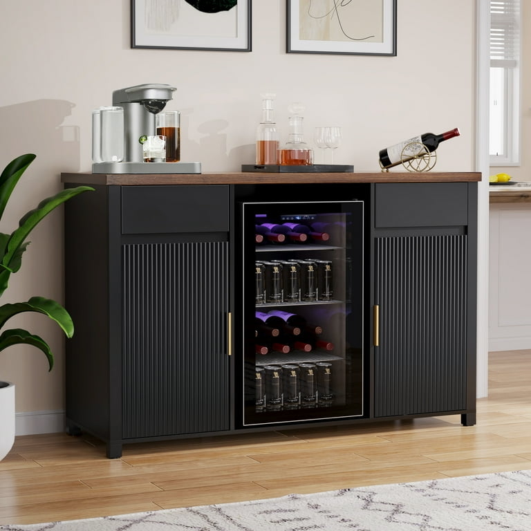 Coffee Bar Cabinet: Sideboard with Fridge Space and Mixed Media