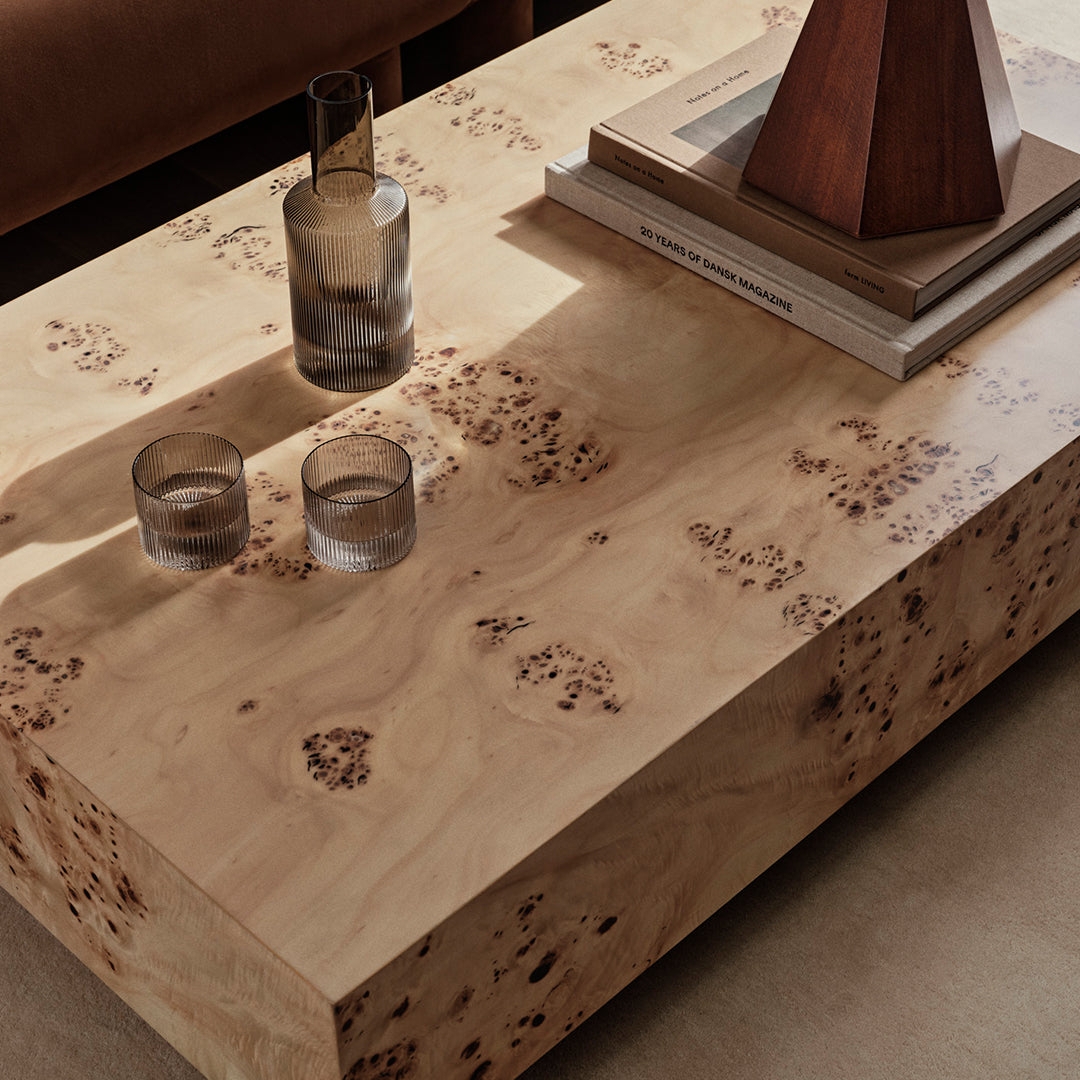 Coffee Table Burl Wood Pattern Monolithic Coffee Table