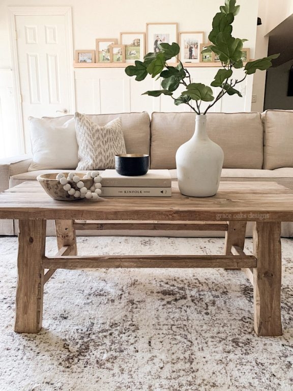 Coffee Table Chunky Block Legs Farmhouse Living Room