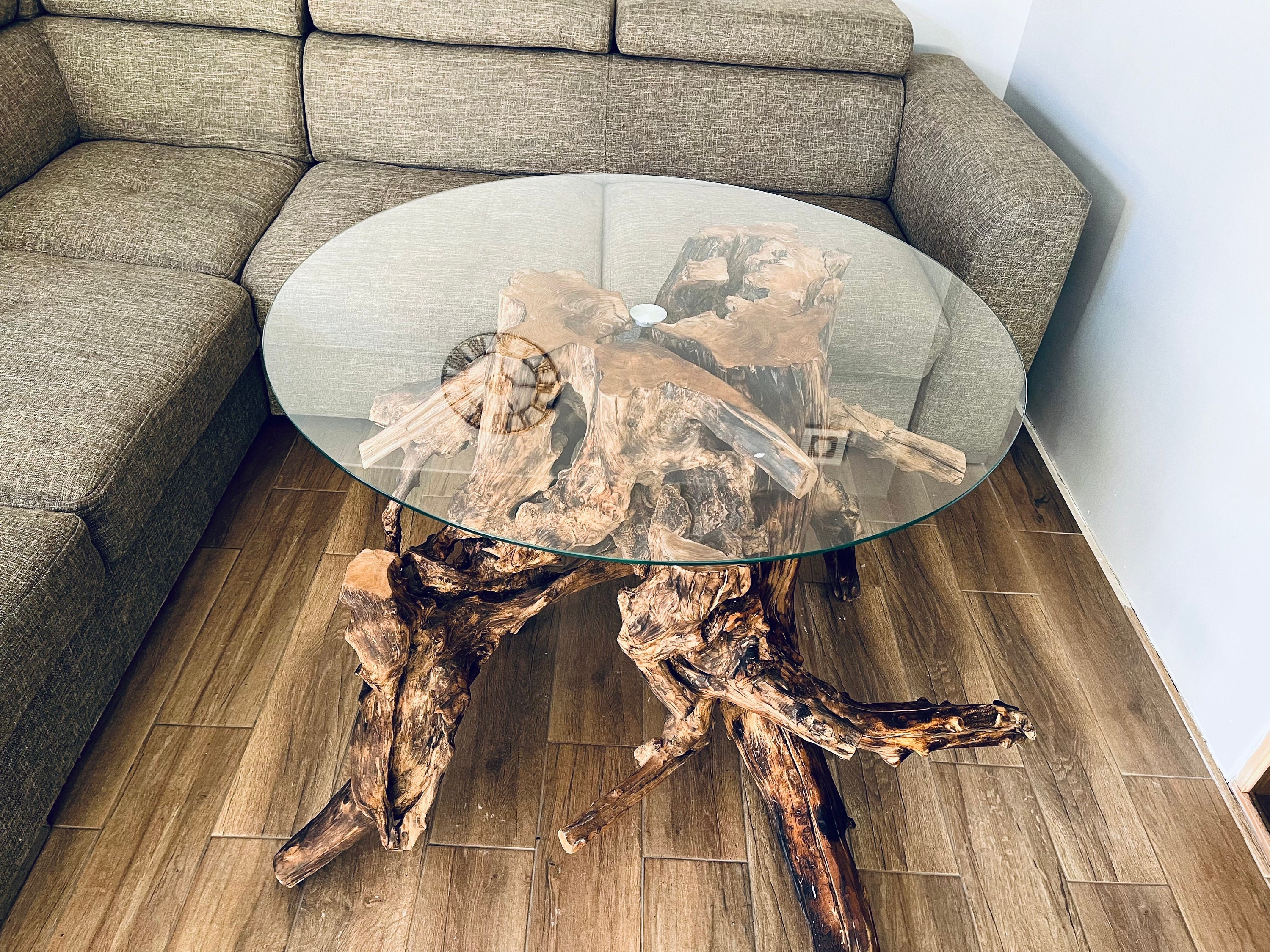 Coffee Table: Circular Glass Organic Modern Glass Table