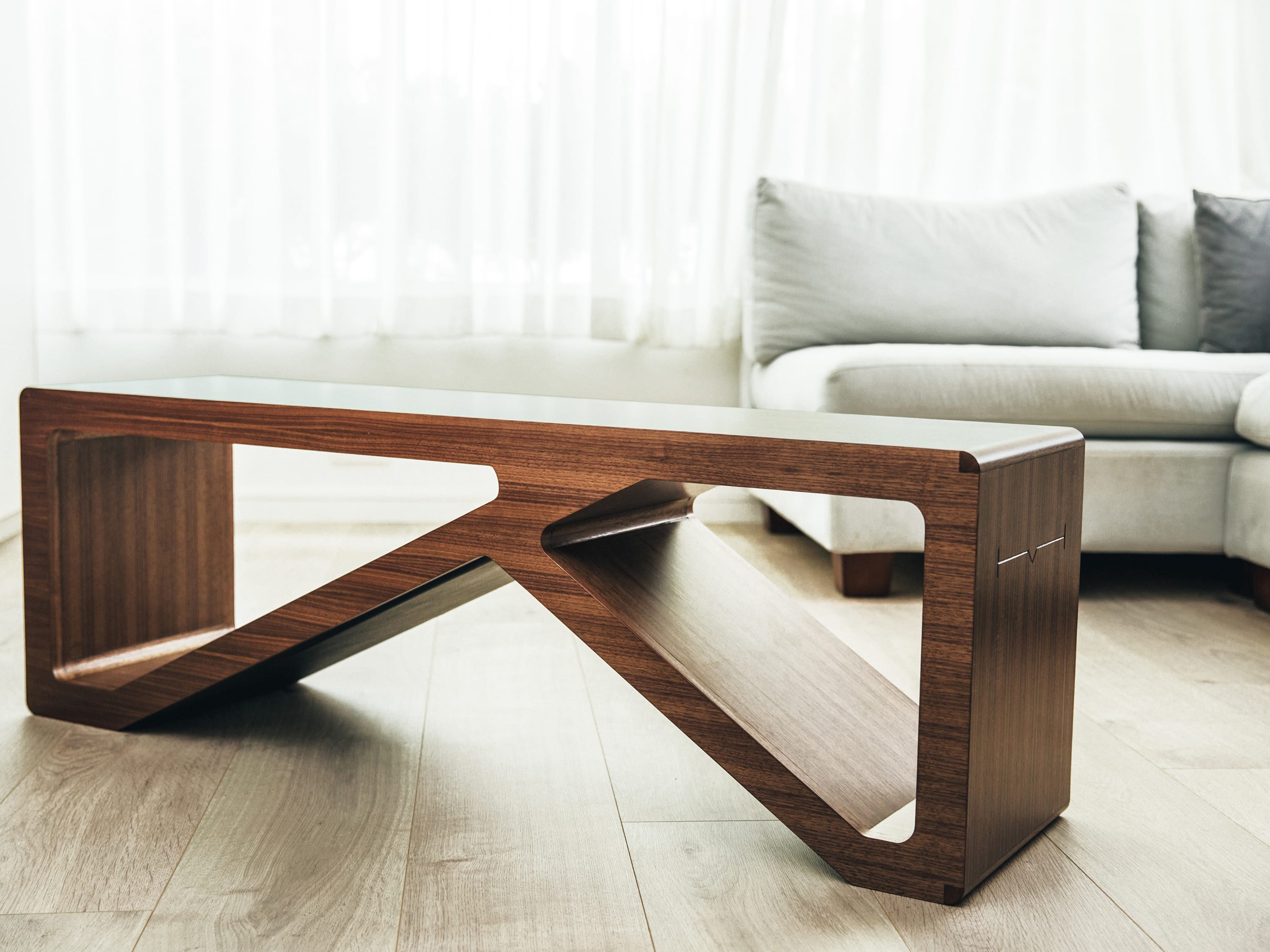 Coffee Table Geometric Cutout Architectural Living Room