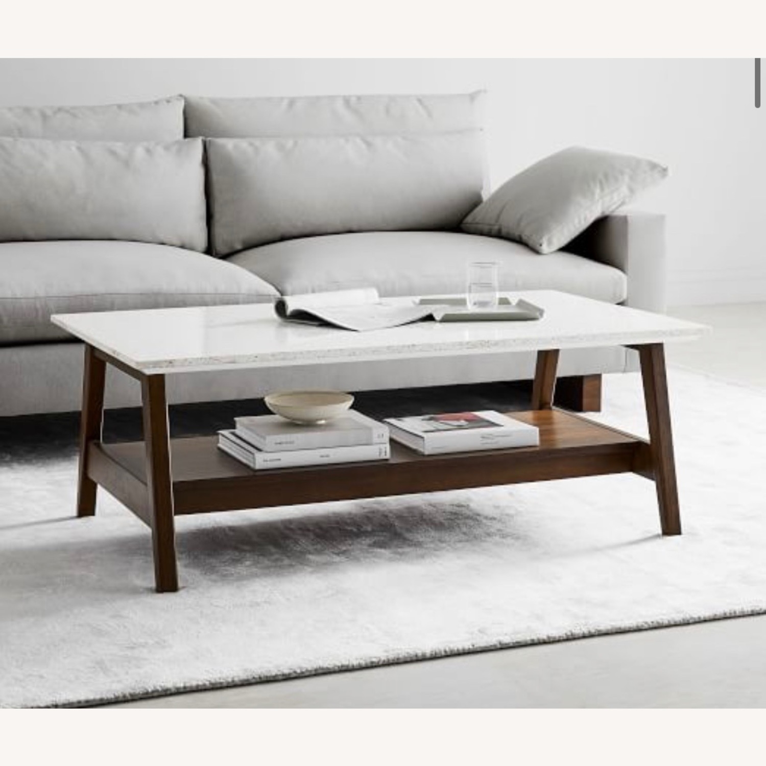 Coffee Table in Walnut Brown Frame and Tapered Legs