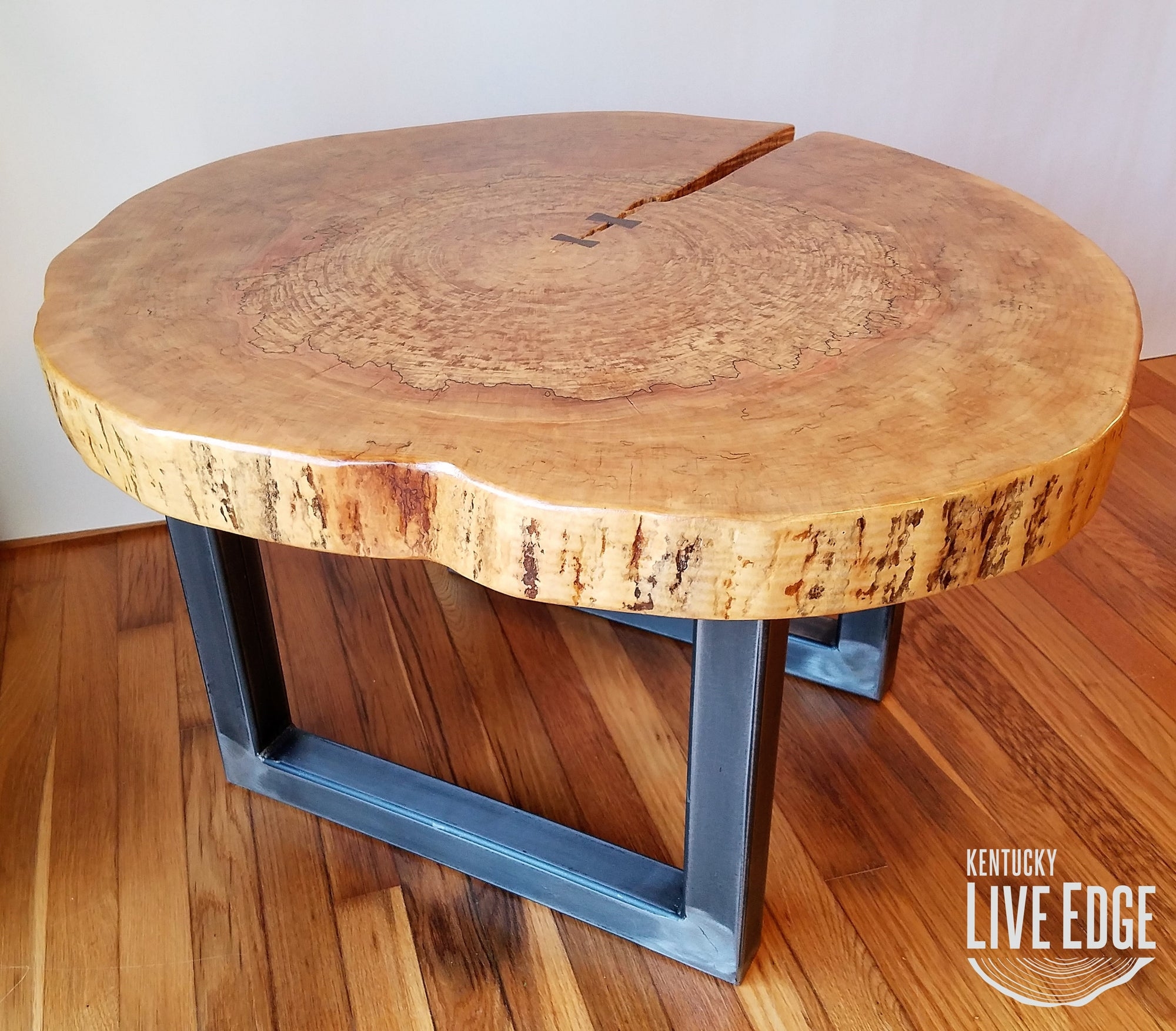 Coffee Table Industrial Tree Slice Table with Butterfly Joinery
