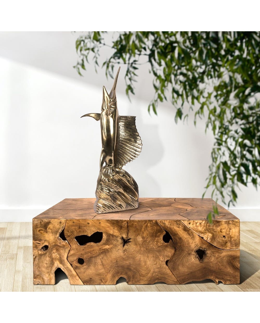 Coffee Table Interlocking Wood Slices Block Section Table