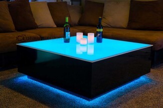 Coffee Table Led Illuminated Top Glow In The Dark Living Room