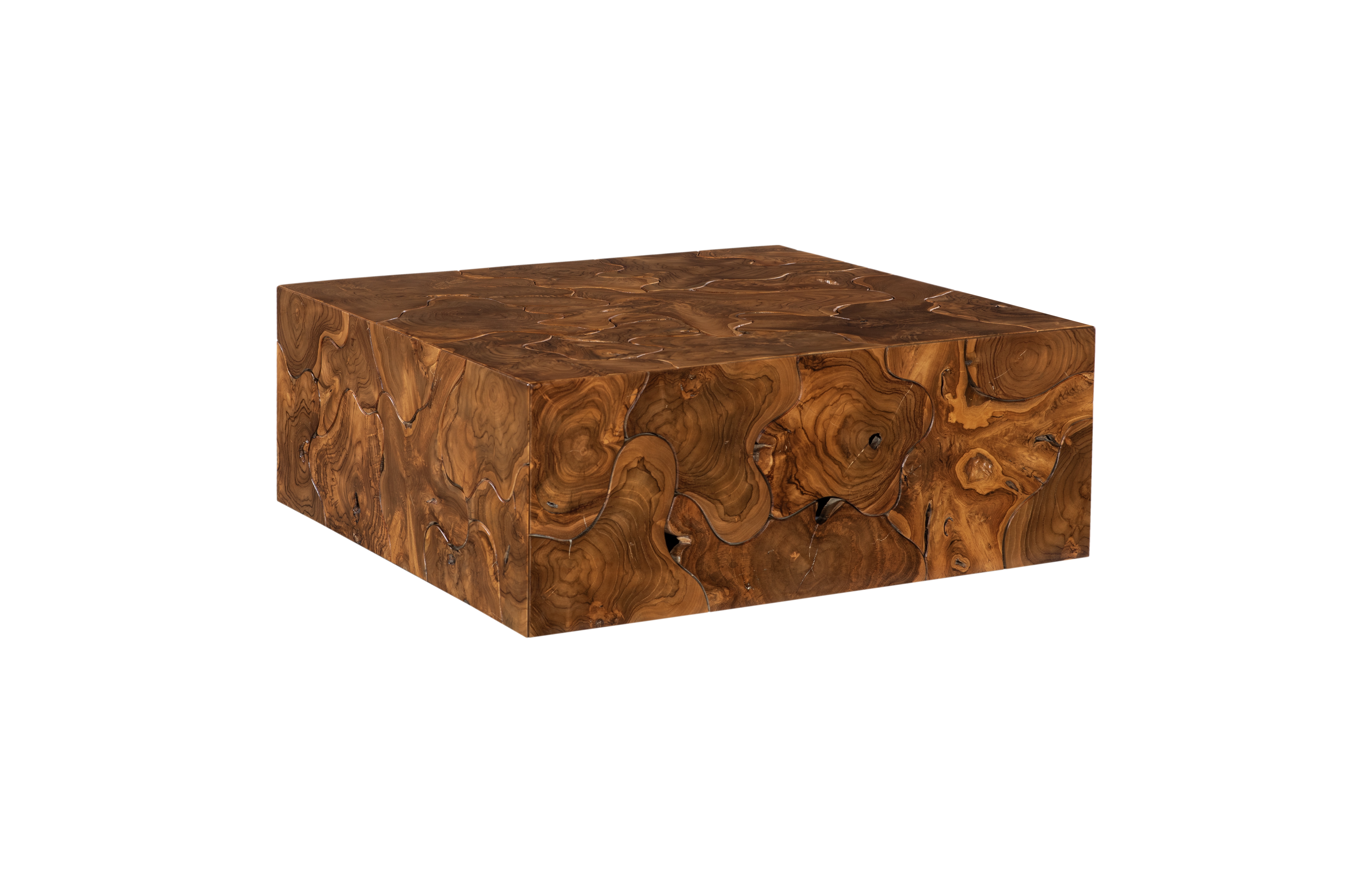 Coffee Table Puzzle Teak Chunk Interlocking Wood Table