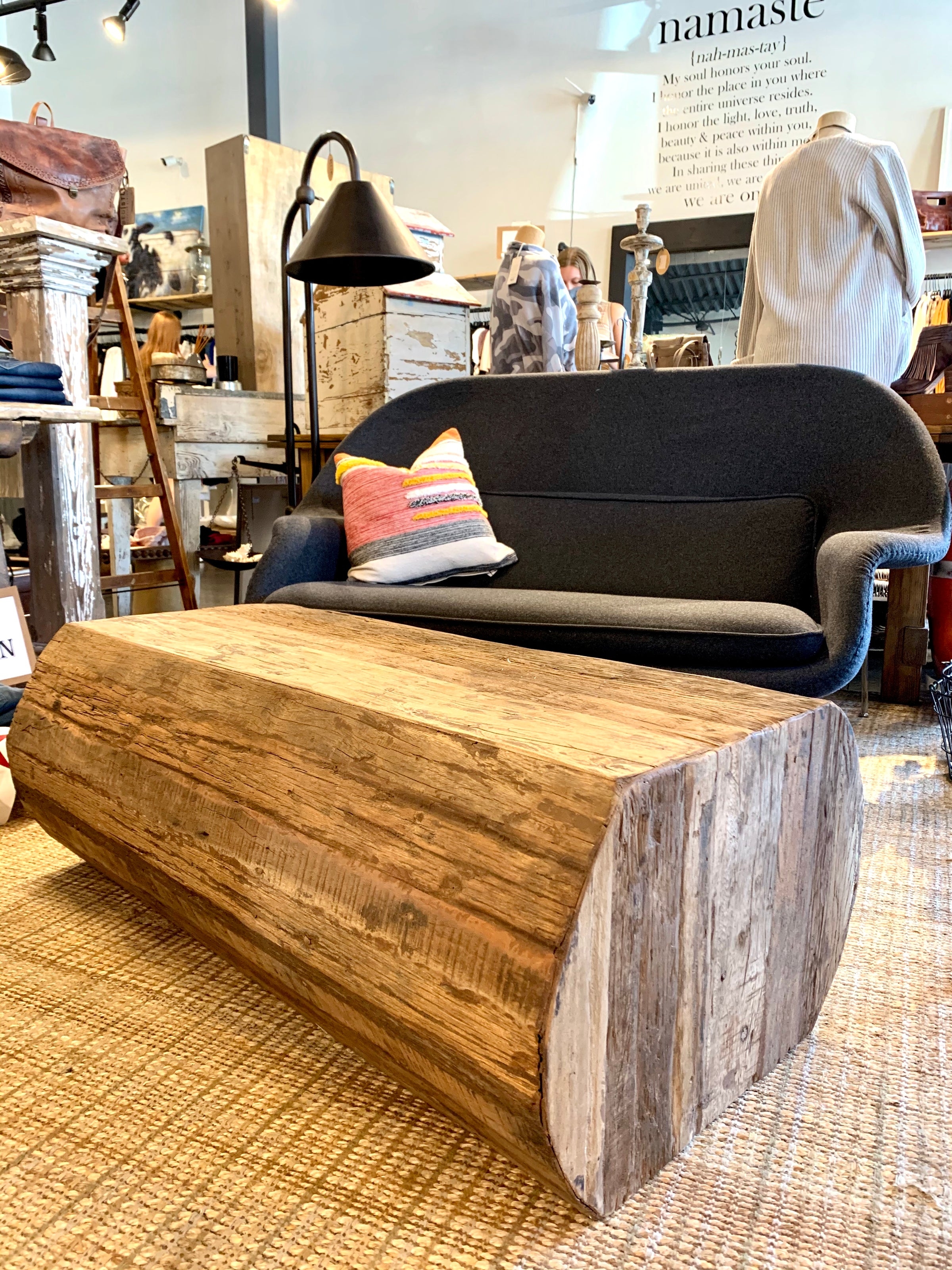 Coffee Table Rustic Weathered Curved Sides Log Style Table