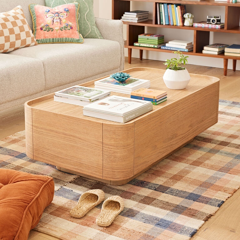 Coffee Table Scandi Floating Block Rounded Tray Top Table