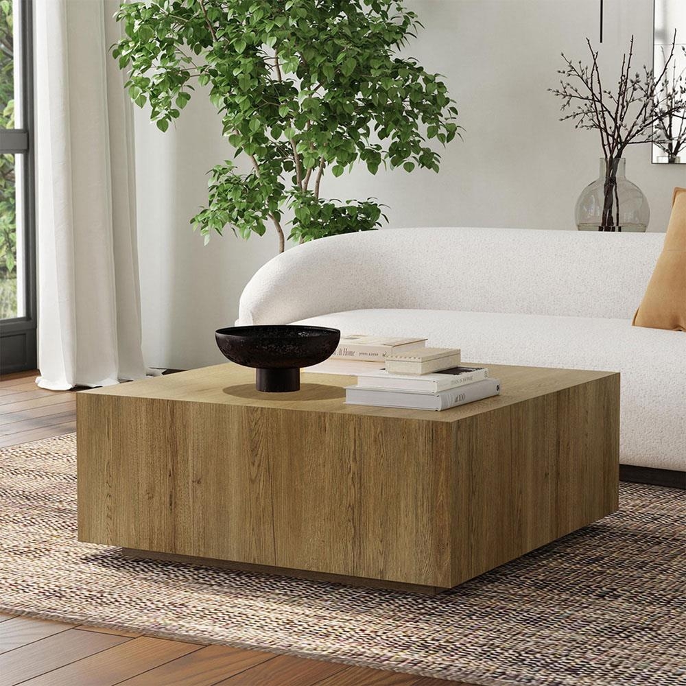 Coffee Table Square Wood Movable Block Coffee Table