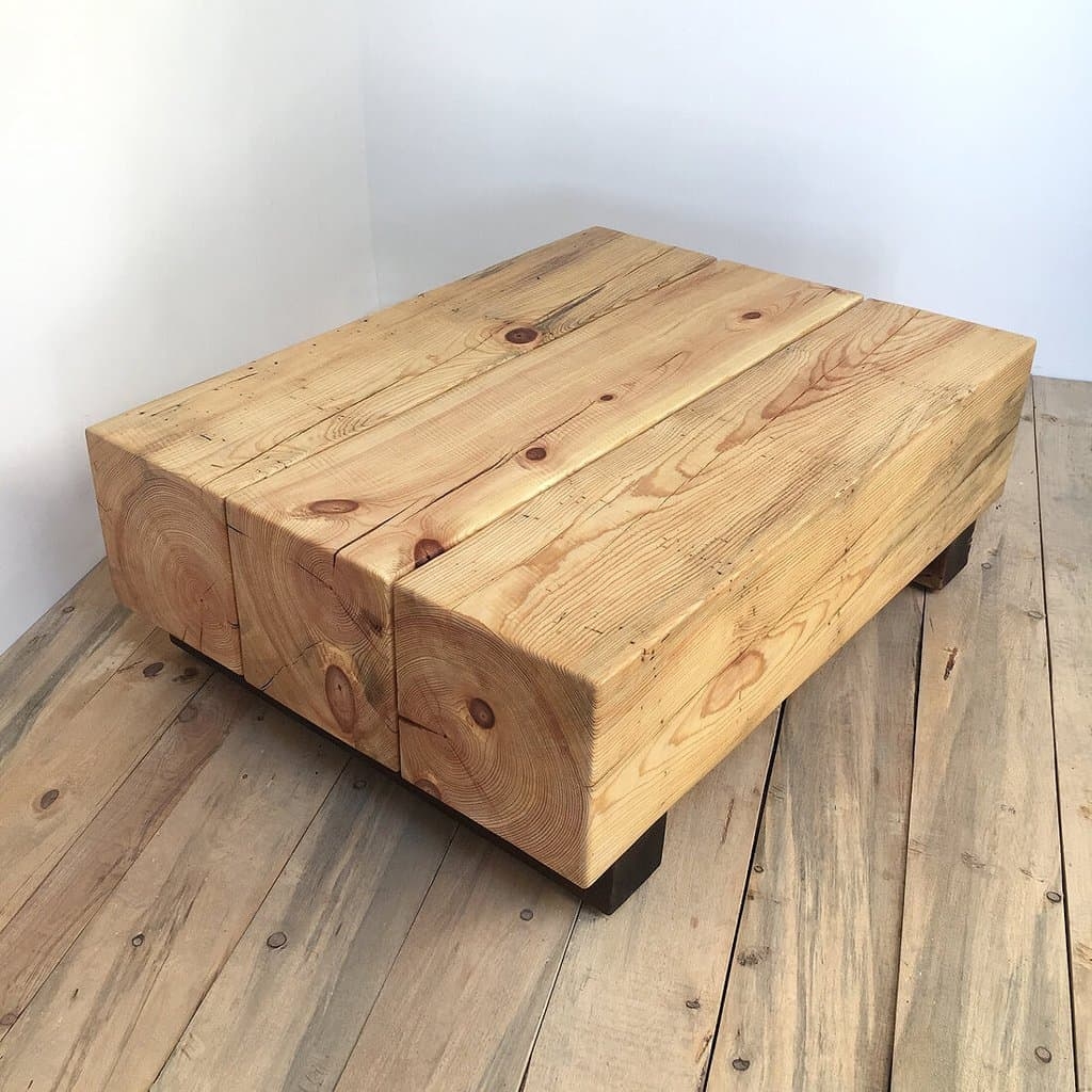 Coffee Table Triple Beam Solid Timber Block Table